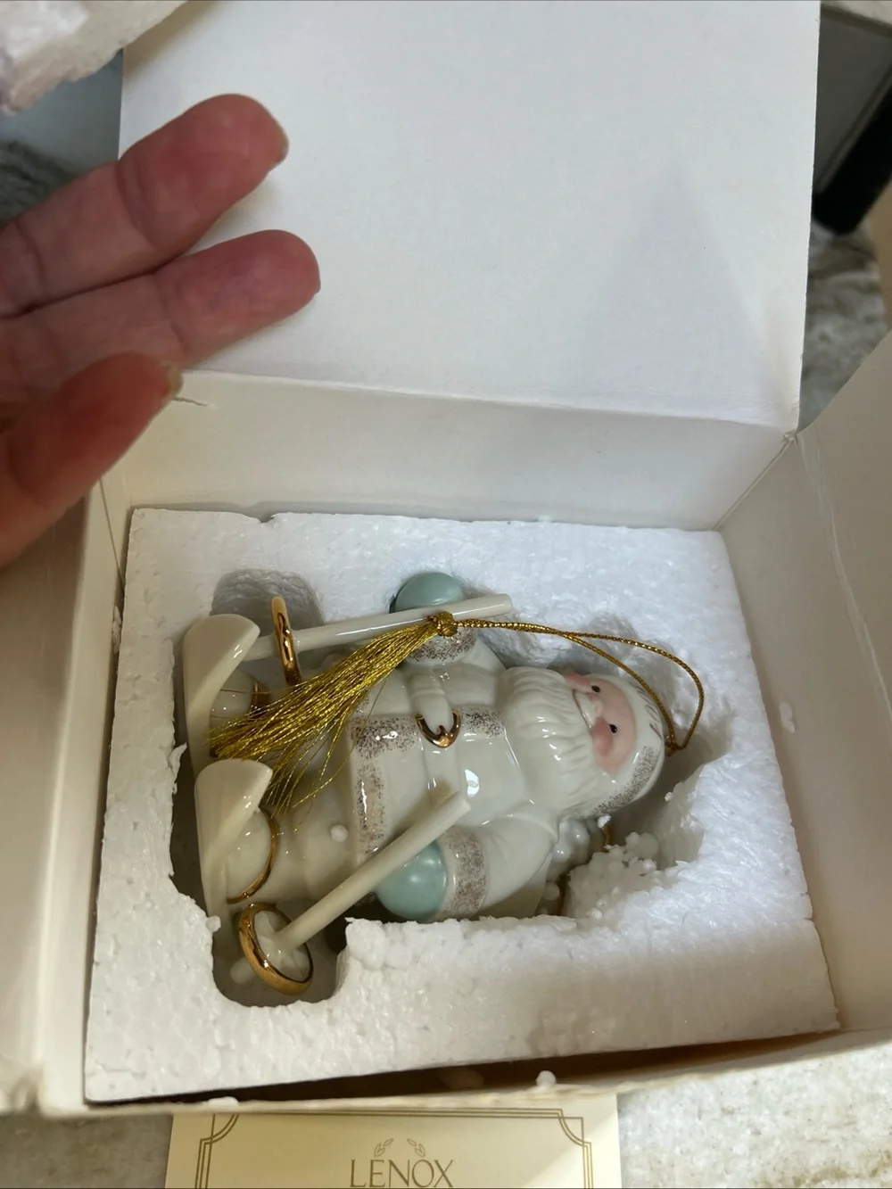 Lenox 2001 Santa's Downhill Skiing Delivery A+ Ornament New Box 85$  ceramic